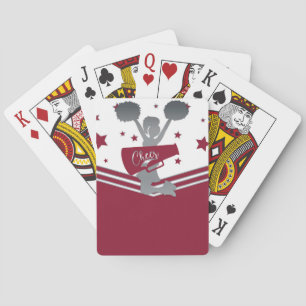 Baraja De Cartas Estrellas Blancas Plateadas Granate Cheer Porrista
