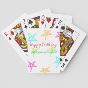 Baraja De Cartas Estrellas coloridas feliz cumpleaños agregar nombr