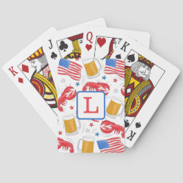 Baraja De Cartas Estrellas de bogavante con bandera estadounidense 