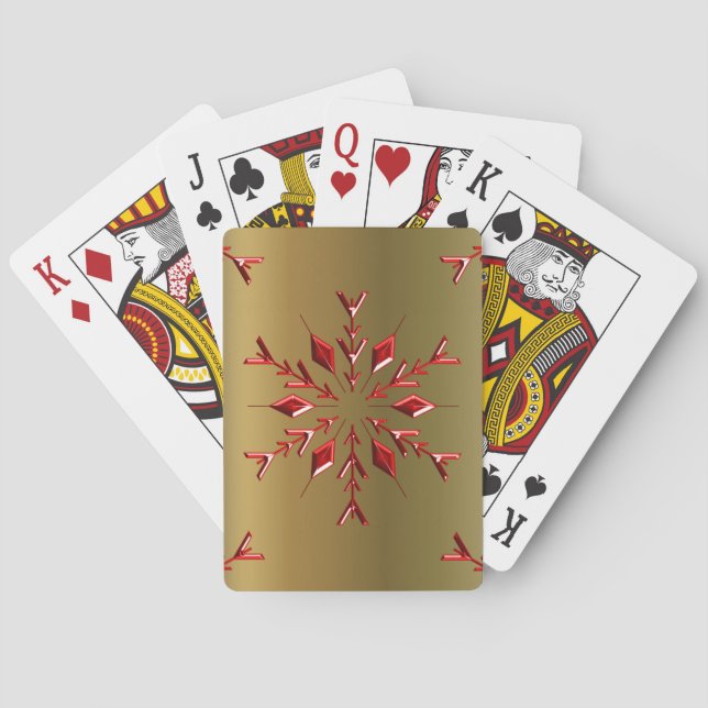 Baraja De Cartas Estrellas de Navidades rojos sobre oro (Reverso)