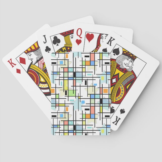 Baraja De Cartas Estrellas en un fondo a cuadros. (Reverso)