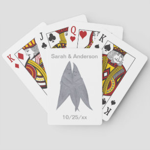 Baraja De Cartas Estrellas plateadas sonrientes y tarjetas de Boda 