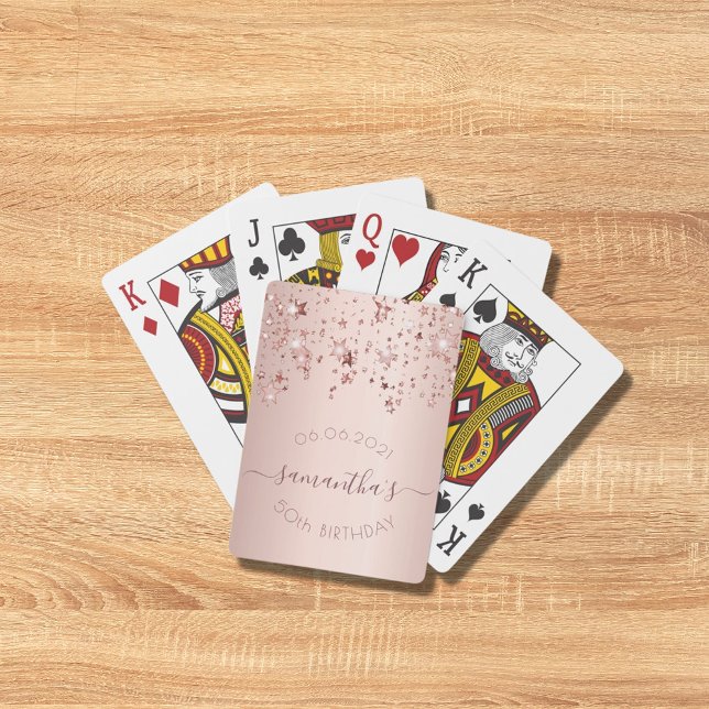 Baraja De Cartas Estrellas purpurinas rosadas de rosa de la fiesta  (Subido por el creador)
