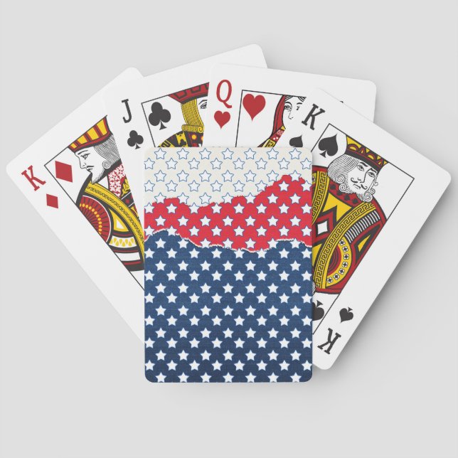 Baraja De Cartas Estrellas rojas, blancas y azules (Estados Unidos) (Reverso)