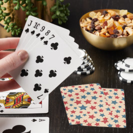 Baraja De Cartas Estrellas Rojas y Azules, 4 de Julio, Fondo Beige