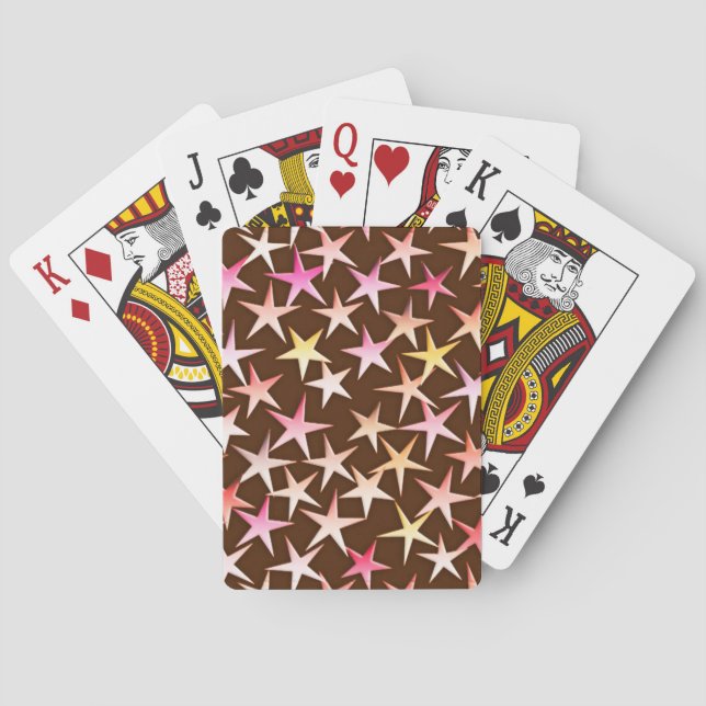 Baraja De Cartas Estrellas satinadas, rosadas en chocolate (Reverso)