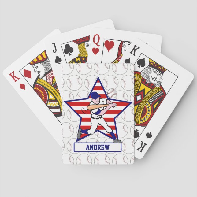 Baraja De Cartas Estrellas y tiras personalizadas Batería de Béisbo (Reverso)