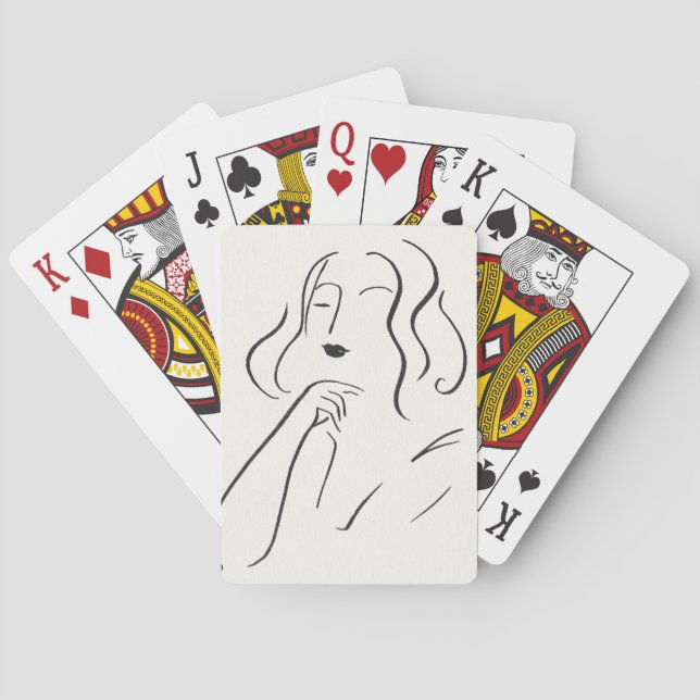 Baraja De Cartas Estudio simple - Esbozo de una mujer (Reverso)
