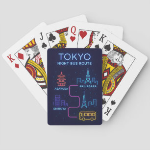 Baraja De Cartas Etiqueta de equipaje con diseño neón de la ruta de