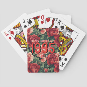 Baraja De Cartas Evento de Cumpleaños Floral de Rosa Contemporánea