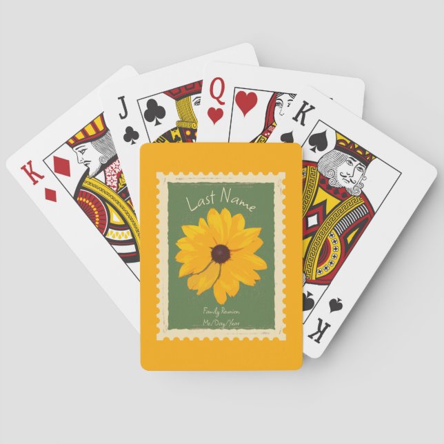 Baraja De Cartas Evento de Personalizable Rústico de Flores Soleada (Reverso)