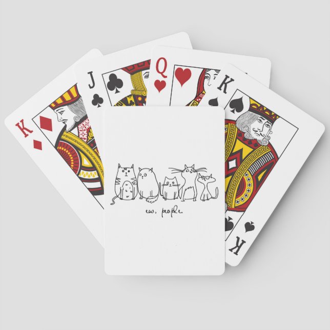Baraja De Cartas Ew, People Funny Meowy Cat Aovers (Reverso)