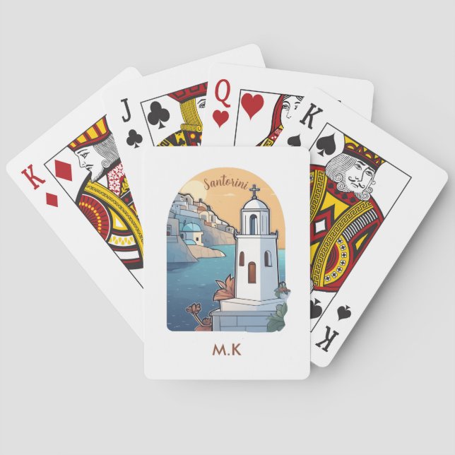 Baraja De Cartas Explorando Santorini, Grecia (Reverso)
