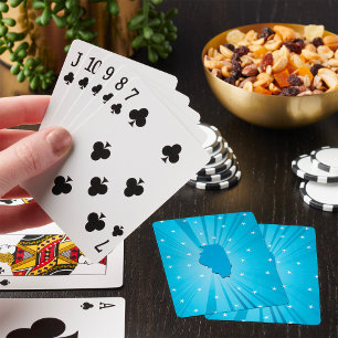 Baraja De Cartas Explosión azul de la silueta del estado de Illinoi