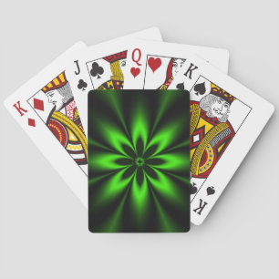 Baraja De Cartas Explosión Fractal de Flor Verde