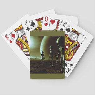 Baraja De Cartas Extranjeros grises de SF sobre el planeta extranje