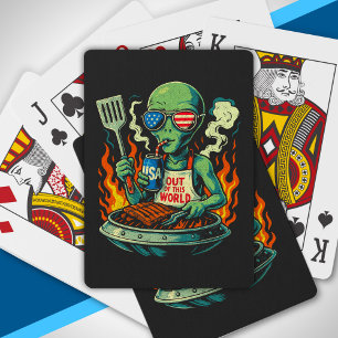 Baraja De Cartas Extraterrestre Divertido Patriótico Asando a la Pa