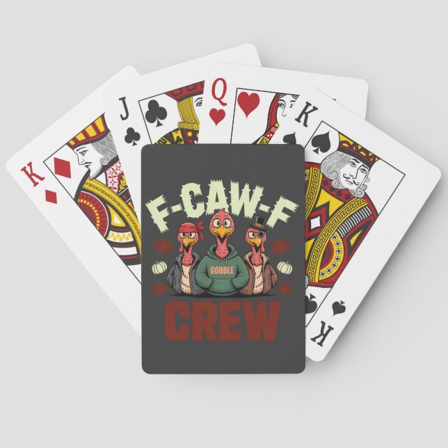 Baraja De Cartas F-Caw-F Crew presenta pavos para Acción de Gracias (Reverso)