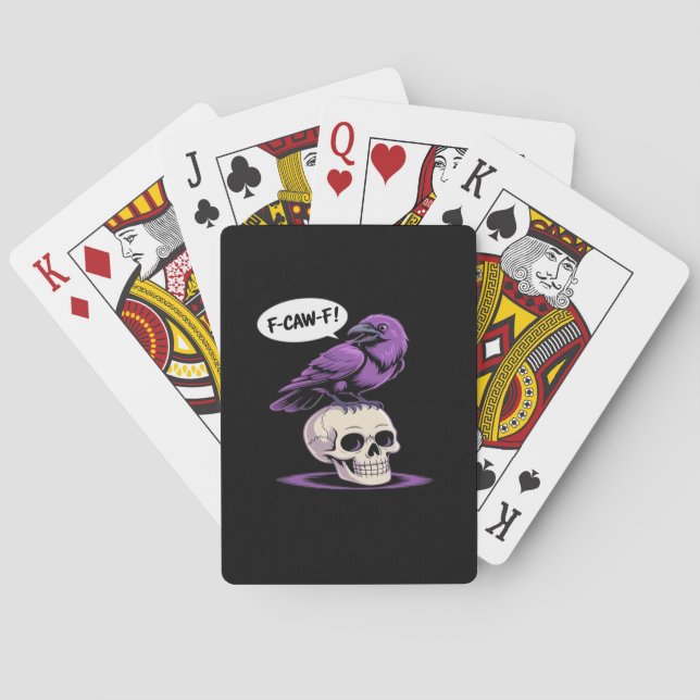 Baraja De Cartas F-Caw-F Crow Skull Halloween Humor Graphic Design  (Reverso)