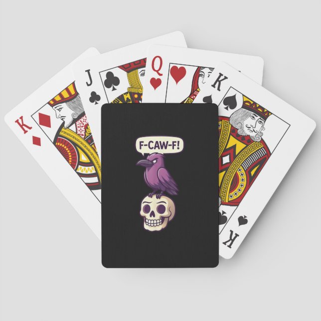 Baraja De Cartas F-Caw-F Crow Skull Halloween Humor Graphic Design (Reverso)