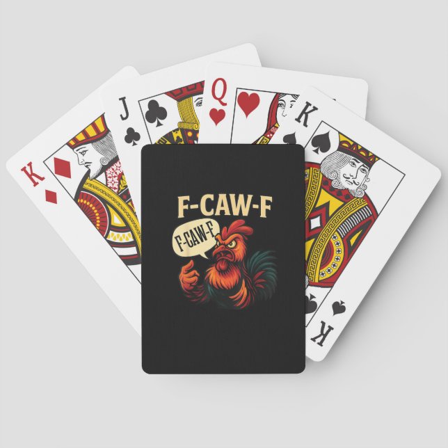 Baraja De Cartas F Caw F Funny Angry Rooster Graphic Retro Style (Reverso)
