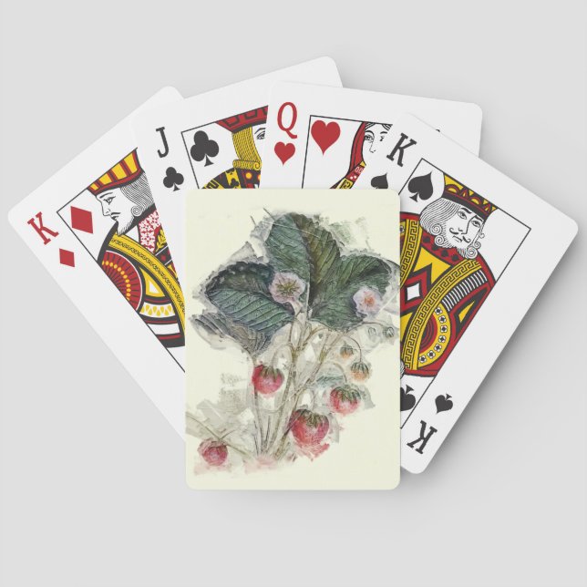 Baraja De Cartas Fábrica de fresas y flores antiguas (Reverso)