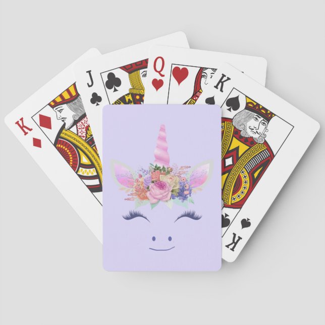 Baraja De Cartas Fabulous Cute Unicorn Flowers Face 2 (Reverso)