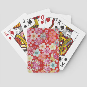 Baraja De Cartas Falln Crimson Floral Chirimen