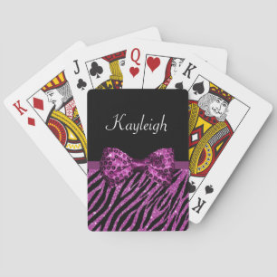 Baraja De Cartas FALSO arco del Glitz del estampado de zebra