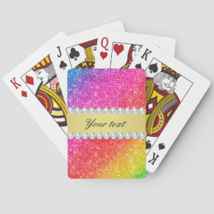 Baraja De Cartas Falsos diamantes del purpurina del arco iris