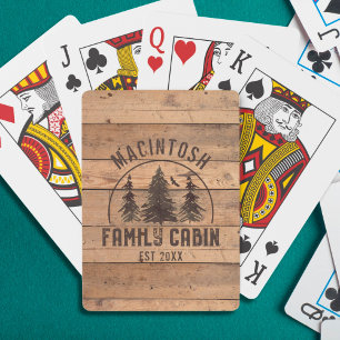 Baraja De Cartas Familia Cabina Rustic Wood Personalizada