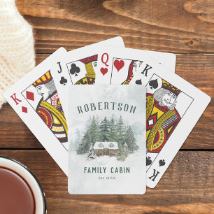 Baraja De Cartas Familia Cabina Rústica Selva de Pino Personalizada