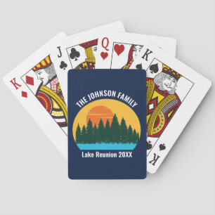 Baraja De Cartas Familia Lake Reunión Guay Sunset Personalizada