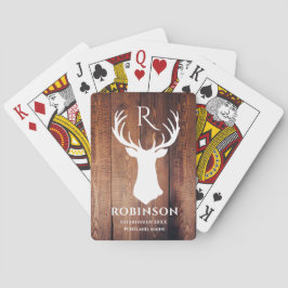 Baraja De Cartas Familia Rustica Monograma Madera estilo Deer Antle