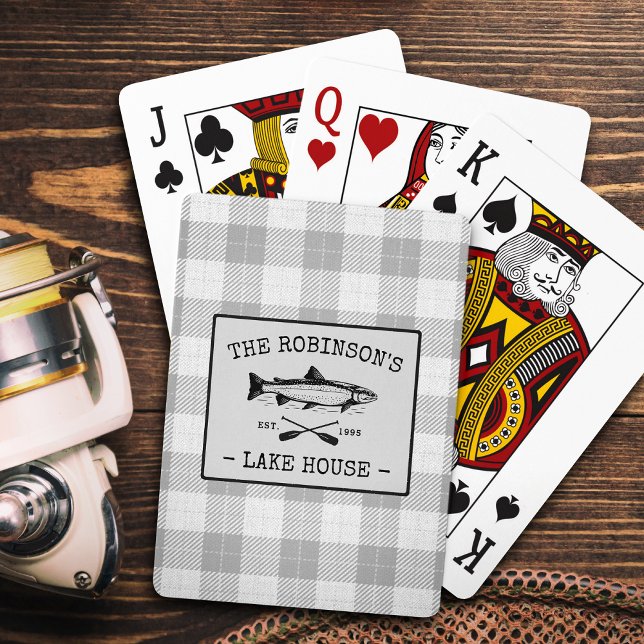 Baraja De Cartas Family Lake House Oars Fish Rústico White Plaid (Subido por el creador)