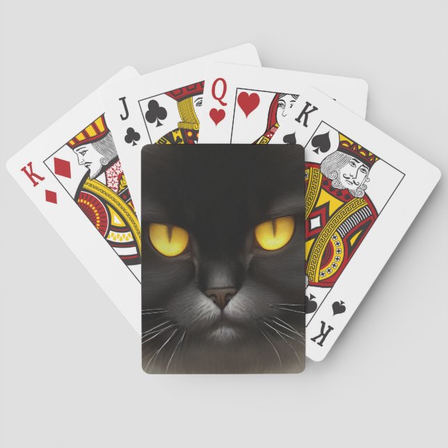 Baraja De Cartas Famoso Gato Gato Gatito Gatito Negro Y Furioso (Reverso)