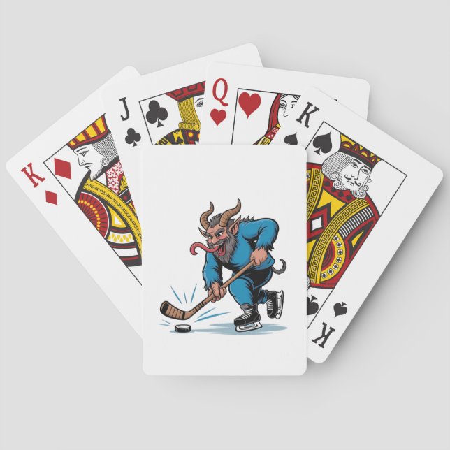 Baraja De Cartas Famoso Krampus jugando al hockey sobre hielo (Reverso)