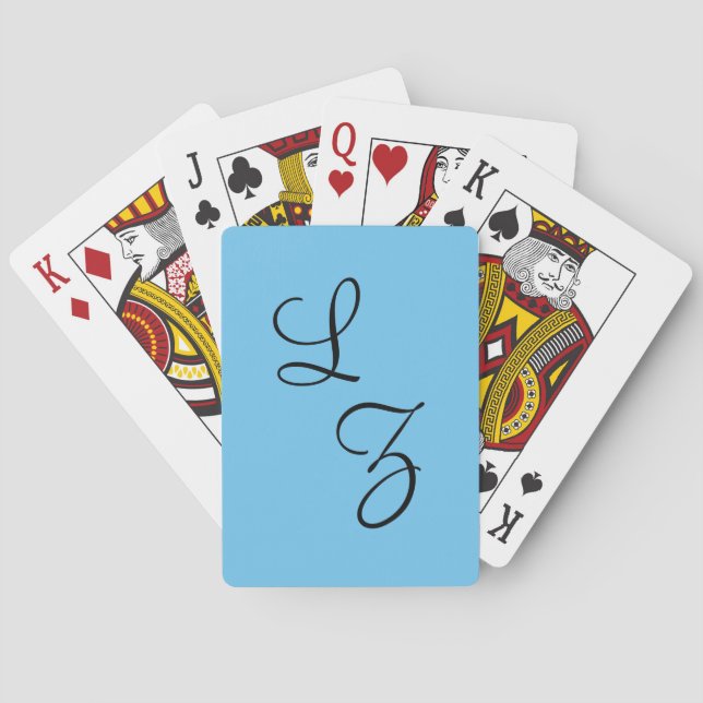 Baraja De Cartas Fancy Font Light Blue and Black (Reverso)