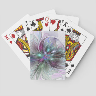 Baraja De Cartas Fantasía abstracta moderna fractal floral colorida