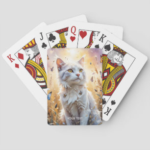 Baraja De Cartas Fantasía Cuidada Mariposas de Gato Blanco