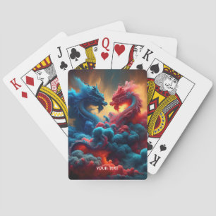 Baraja De Cartas Fantasía Cute Dragones Azules Rojos