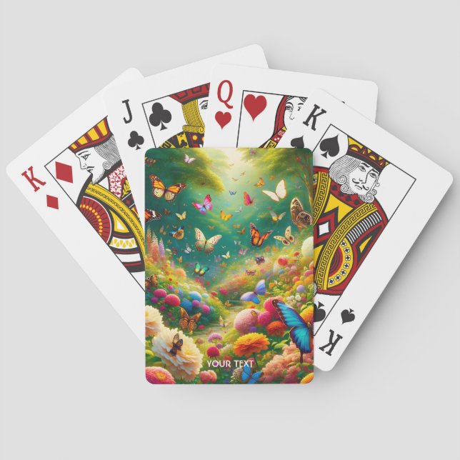 Baraja De Cartas Fantasía Cute Forest Flores Mariposas (Reverso)