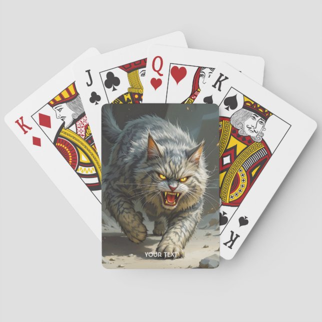 Baraja De Cartas Fantasía Cute Rocks Gato Enfadado (Reverso)