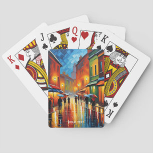 Baraja De Cartas Fantasía Cute Vivienda Lluvia Impresionismo Ciudad