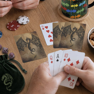 Baraja De Cartas Fantasía de Dragón de Piedra Negra Tribal