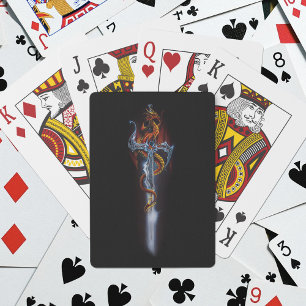 Baraja De Cartas Fantasía de dragón rojo ardiente espada de plata p