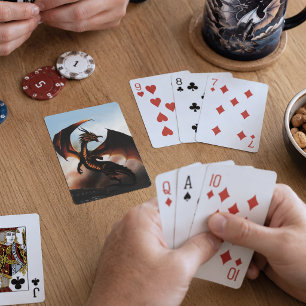 Baraja De Cartas Fantasía del Dragón Ámbar Ardiente