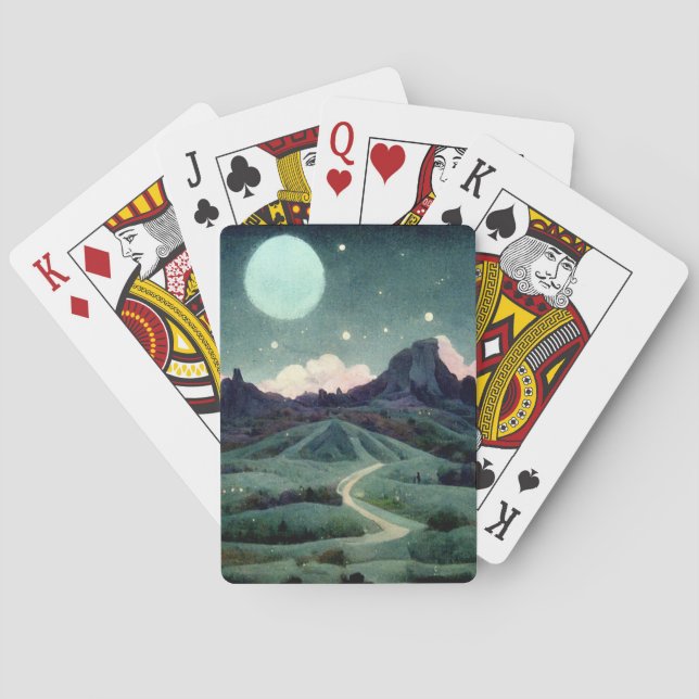 Baraja De Cartas Fantasía en el paisaje lunar (Reverso)