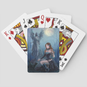 Baraja De Cartas Fantasía hermosa mujer con gato negro