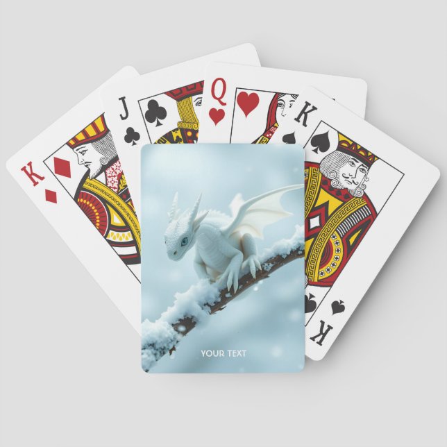Baraja De Cartas Fantasía lindo Dragón de bebé blanco (Reverso)
